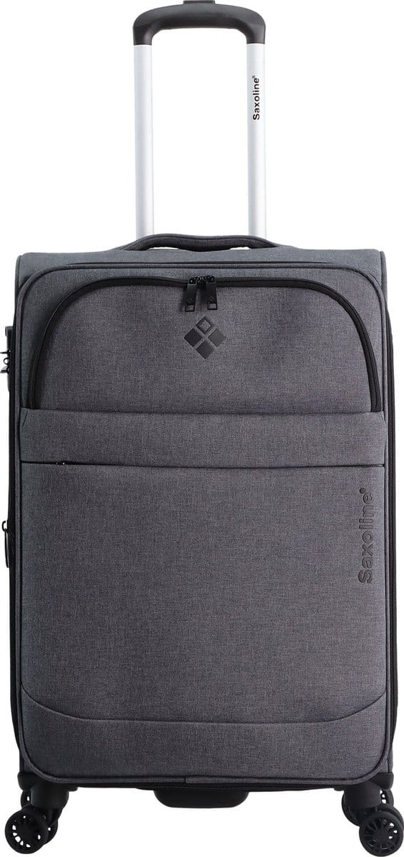 Saxoline 2 Tone Zachte koffer / Trolley / textiel reiskoffer - 67 cm (Medium) - Grijs / Medium