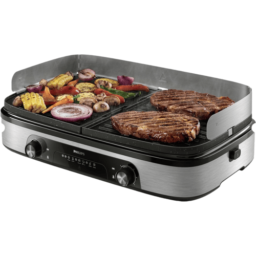 Philips Serie - Elektrische Grill - 2400W - Grote Grilloppervlakte - 2 Kookzones