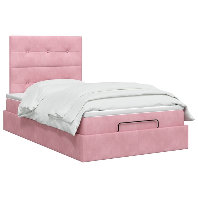 vidaXL - Ottoman - bed - met - matras - Roze - 120 - x - 200 - cm - Fluweel