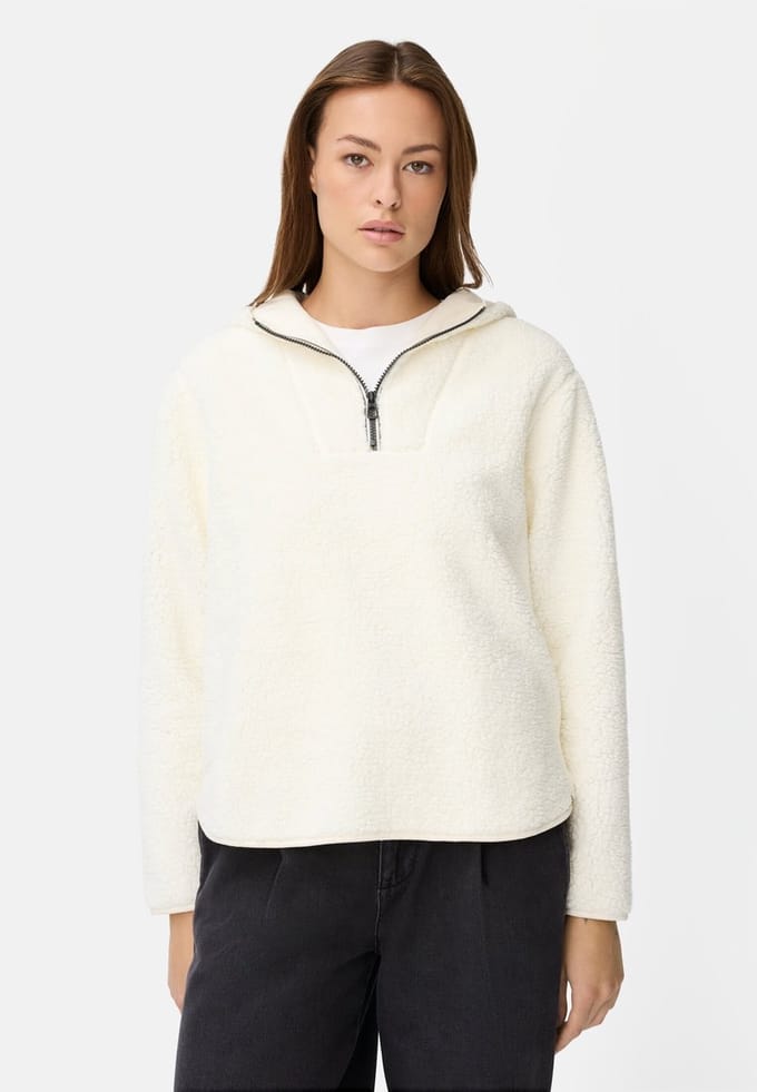 camel active Hoodie van teddyfleece - Maat womenswear-S - Melkwit