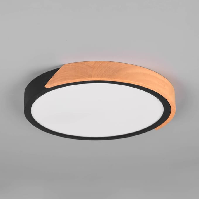 Reality Leuchten LED plafondlamp Jano, Ø 31,5 cm, 3.000K, zwart