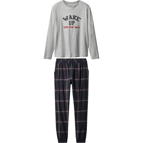 ESMARA Dames pyjama (Grijs/donkerblauw, M (40/42))