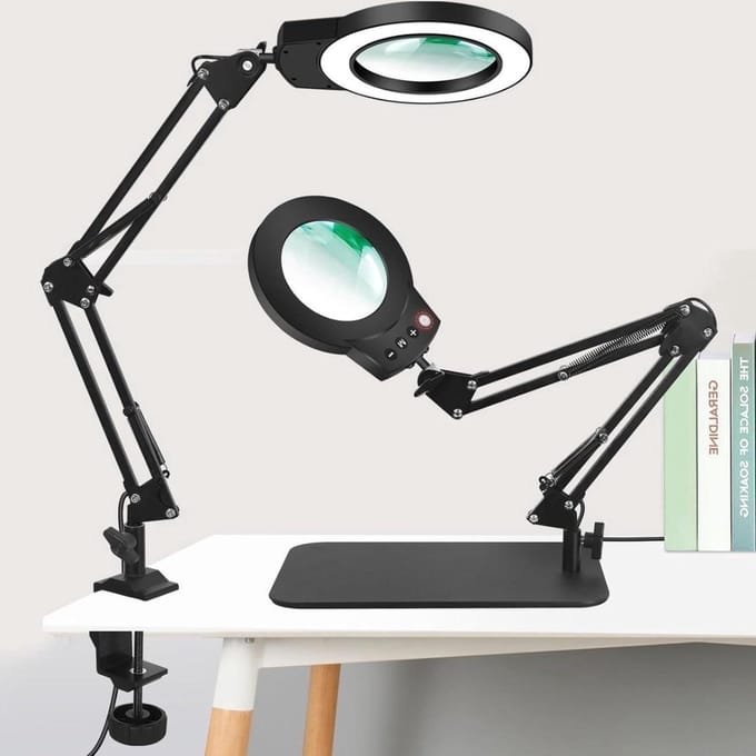 QPFO® Vergrootglas met licht en standaard - 2-in-1 LED vergrootlamp - 100x vergroting