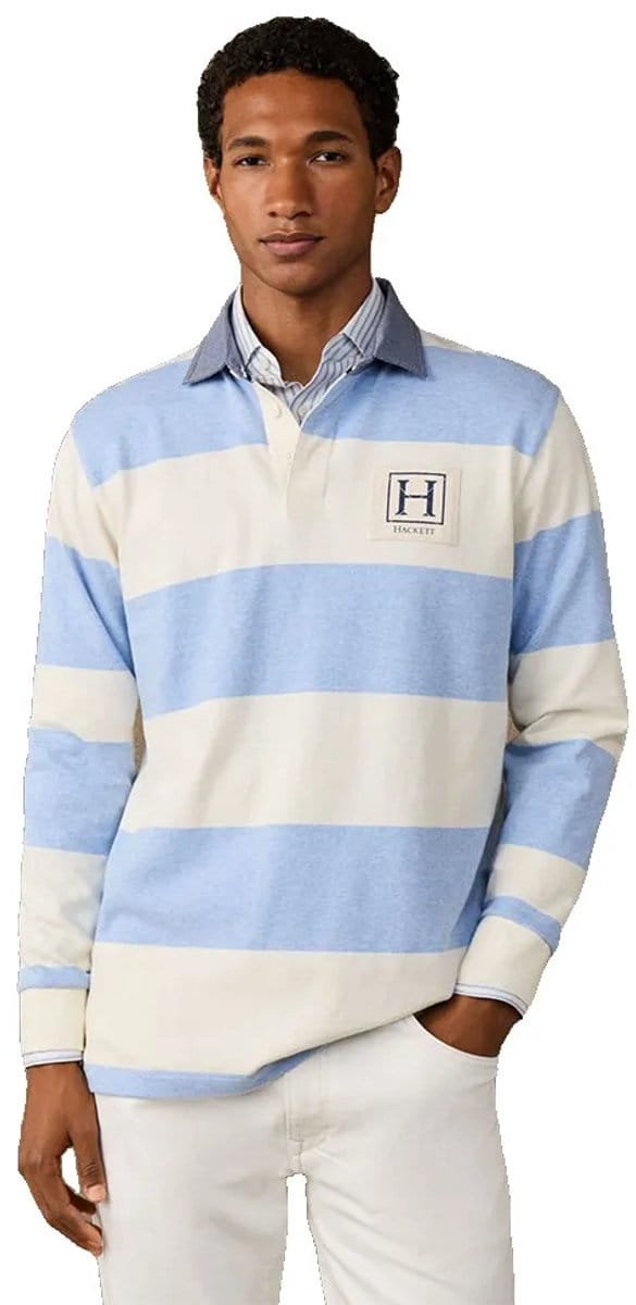 Hackett Hm5700018 Lange Mouw Poloshirt Blauw L Man