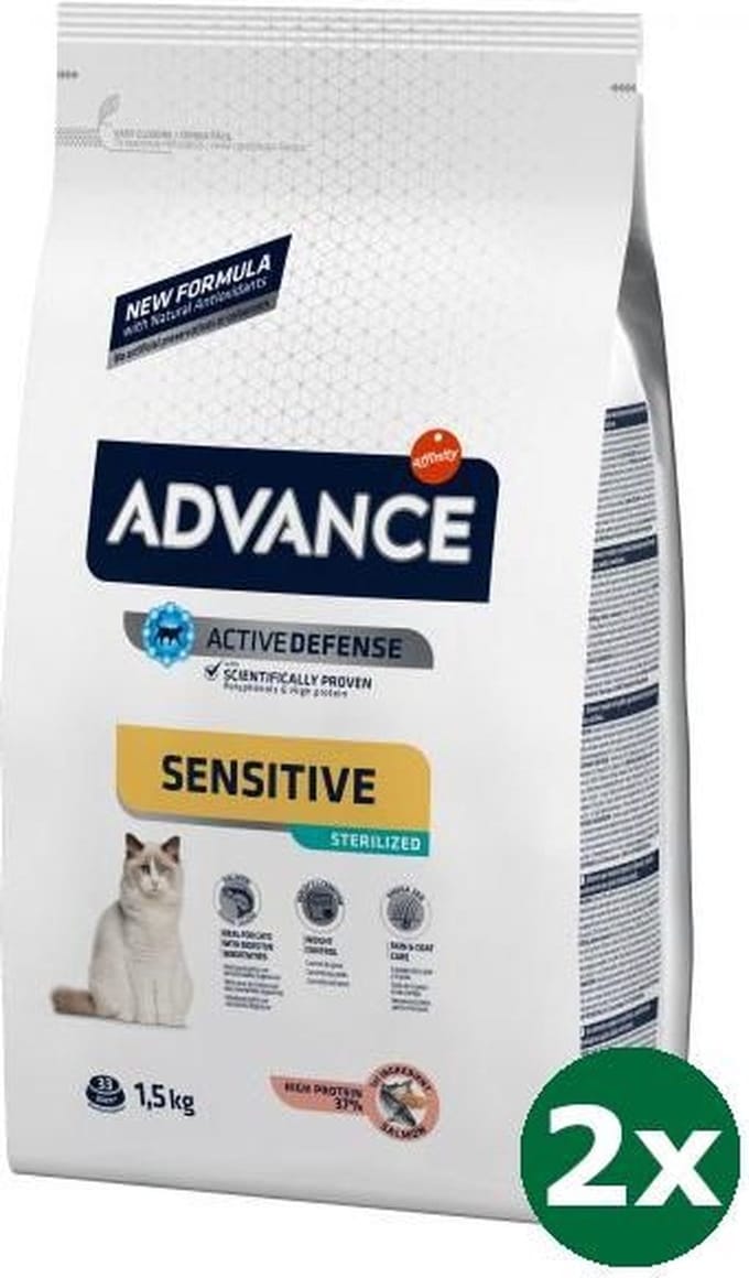 Advance cat sterilized sensitive salmon kattenvoer 2x 1,5 kg
