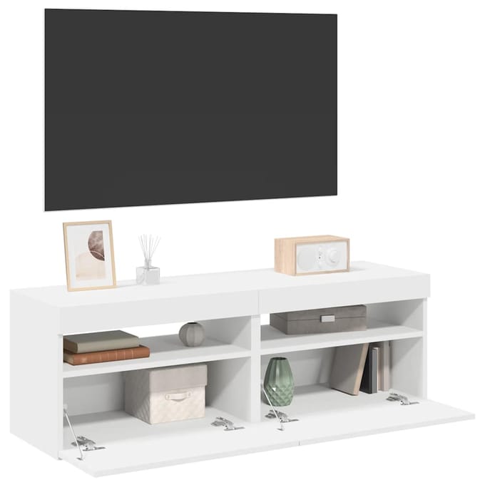 vidaXL - Tv-meubelen - 2 - st - met - LED-verlichting - 60x35x40 - cm - wit