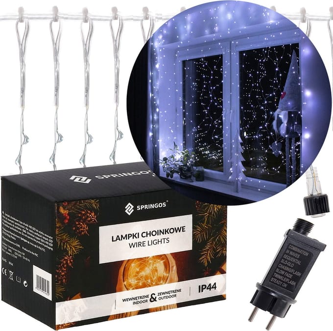 Springos - Lichtgordijn - 400 LEDs - Koel wit