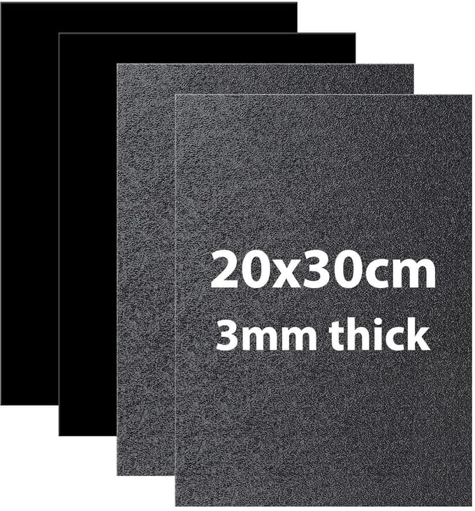 LALAGO ABS Plastic Sheet, Black, 4 Pieces, 3 mm, 30 x 20 cm, Strong ABS Plastic Sheet with Protective Film for Model Making DIY