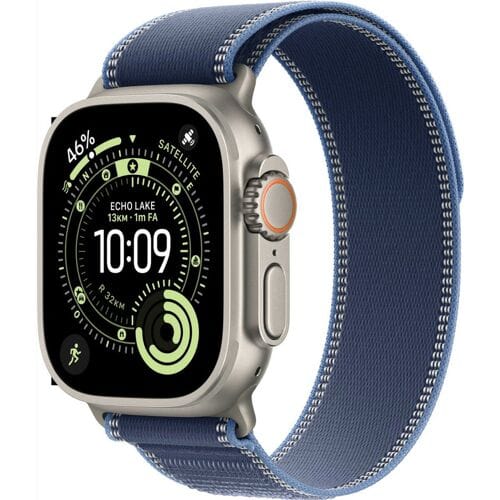 Apple Watch Ultra 3 Cellular 49mm Natural Titanium Case with Blue/Bright Blue Trail Loop - M/L