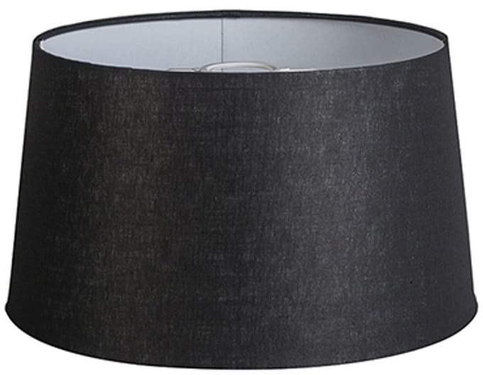 QAZQA rond schuin linnen - Lampenkap - Ø 350 mm - Zwart -