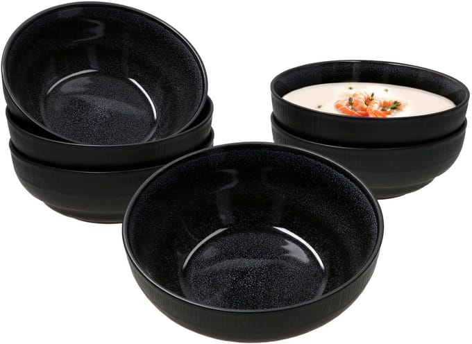 Set van 6 kommen Zakynthos Reactive Glaze Black, Ø 17 cm - 24321882