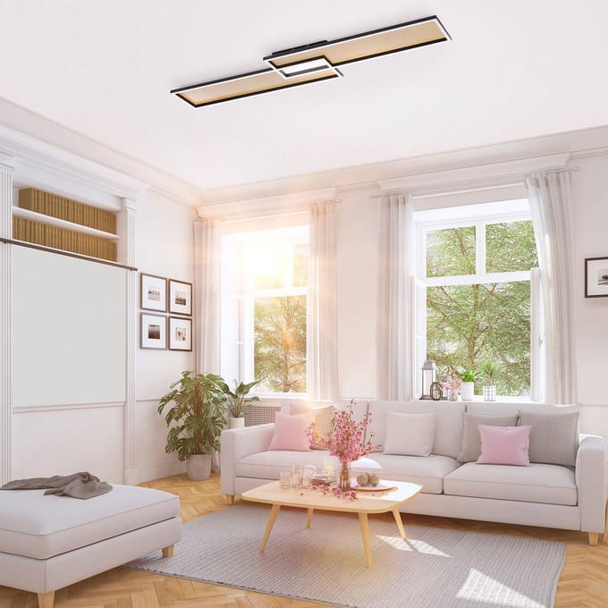 Paul Neuhaus LED plafondlamp Amara, twee rechthoeken, zwart