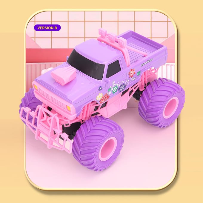 Afstandsbediening auto voor meisjes 2,4 GHz roze paars afstandsbediening pick-up oplaadbaar off-road Style B 2 Battery roze/paars