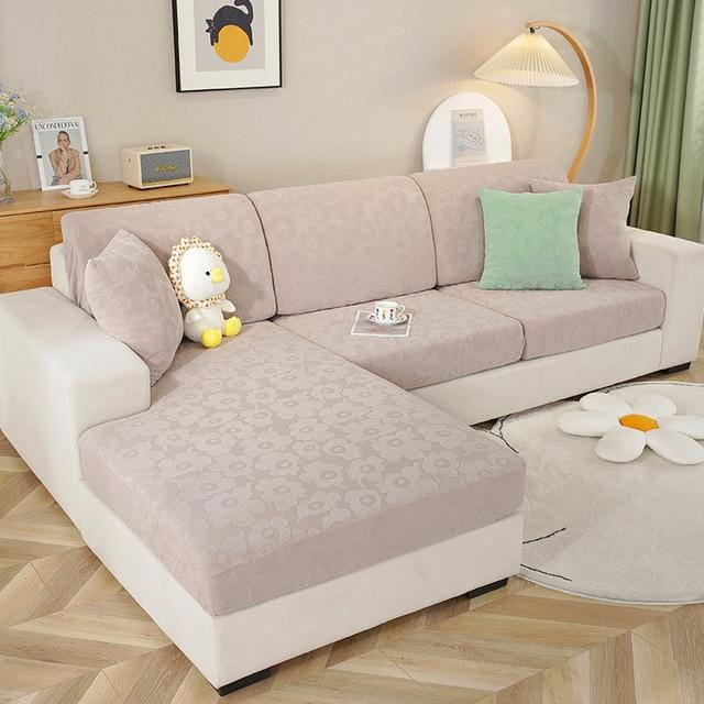 Housse de Canapé Élastique Anti-poussière Couleur Unie Jacquard Épaississement Housse de Canapé de Salon Antidérapante Enveloppe Complète Housse de Coussin de Canapé 1 /2 /3 1pc Normal size-S café
