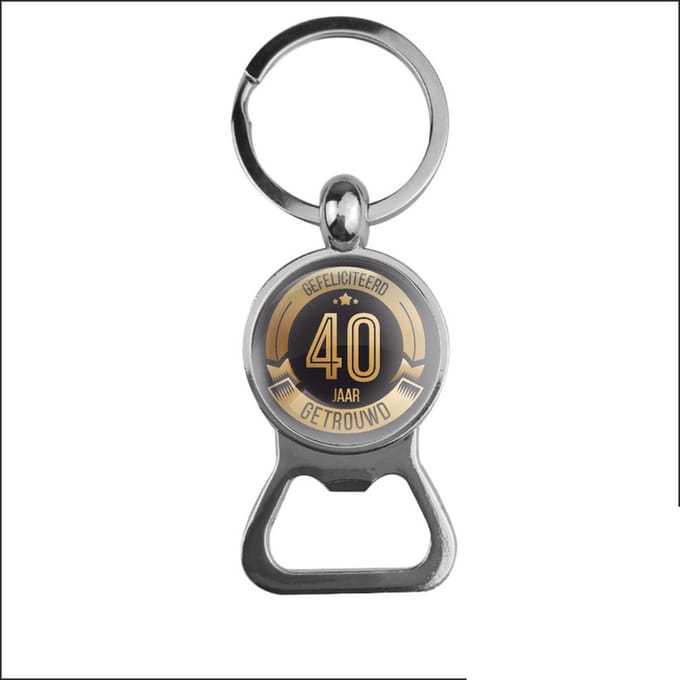 Bieropener Glas - Gefeliciteerd 40 Jaar Getrouwd
