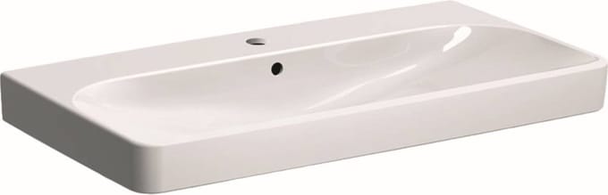 Geberit Smyle Square wastafel met kraangat met overloop 90x48x16.5cm wit