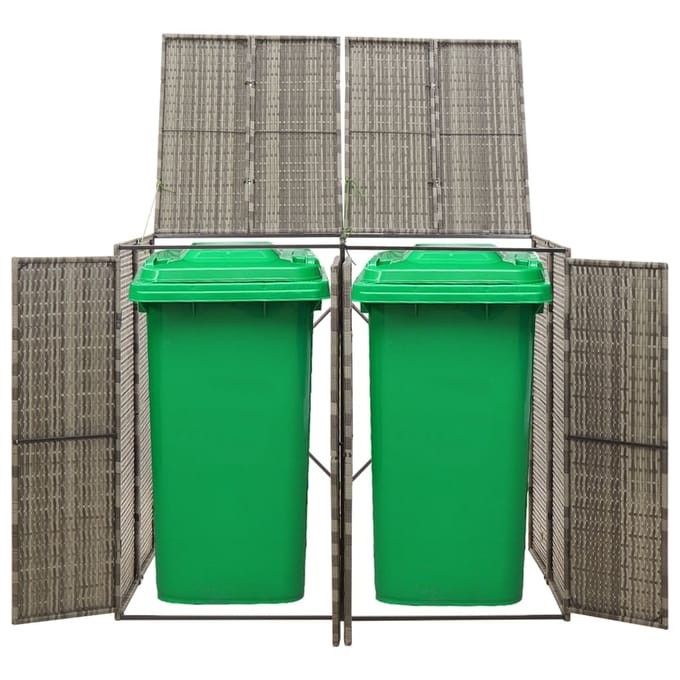 vidaXL - Containerberging - dubbel - 140x80x117 - cm - poly - rattan - grijs