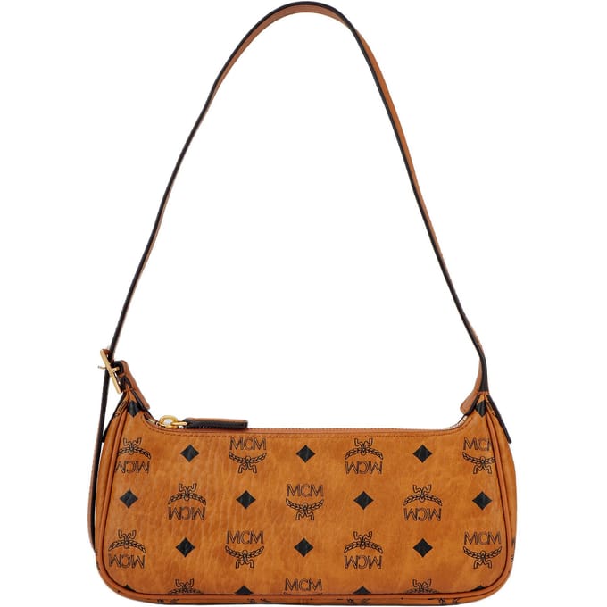 MCM Aren Visetos Monogram Canvas en Leer Schoudertas Klein Dames schoudertas Bruin Cognac MWSESTA02CO001 Basic Set (Bag+Dust Bag) brown