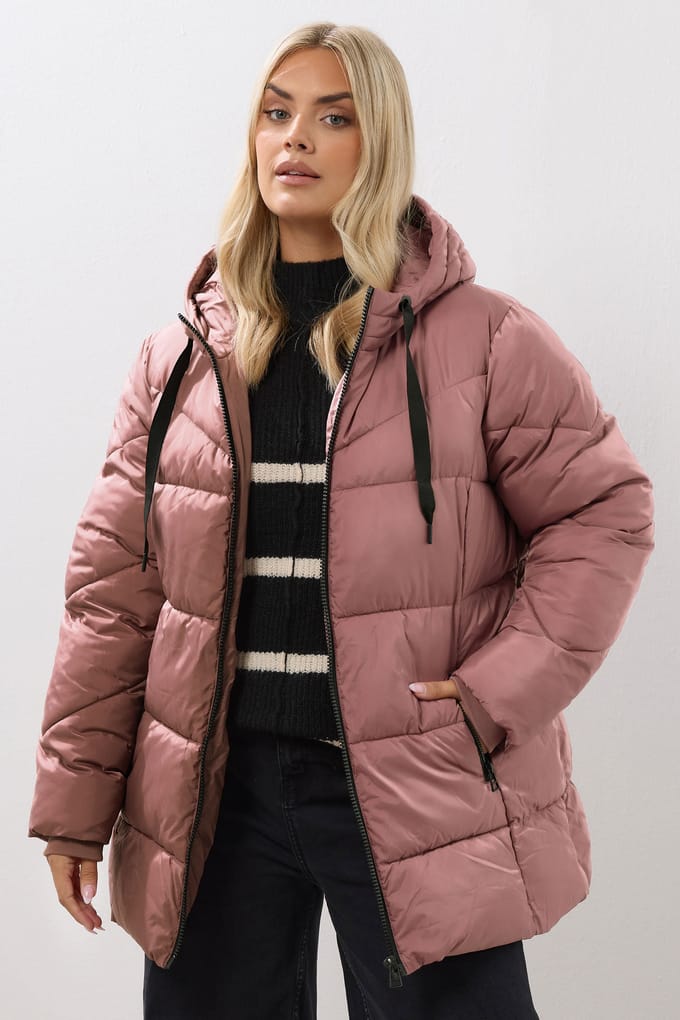 Yours Roze Korte Gewatteerde Jas Size 54-56