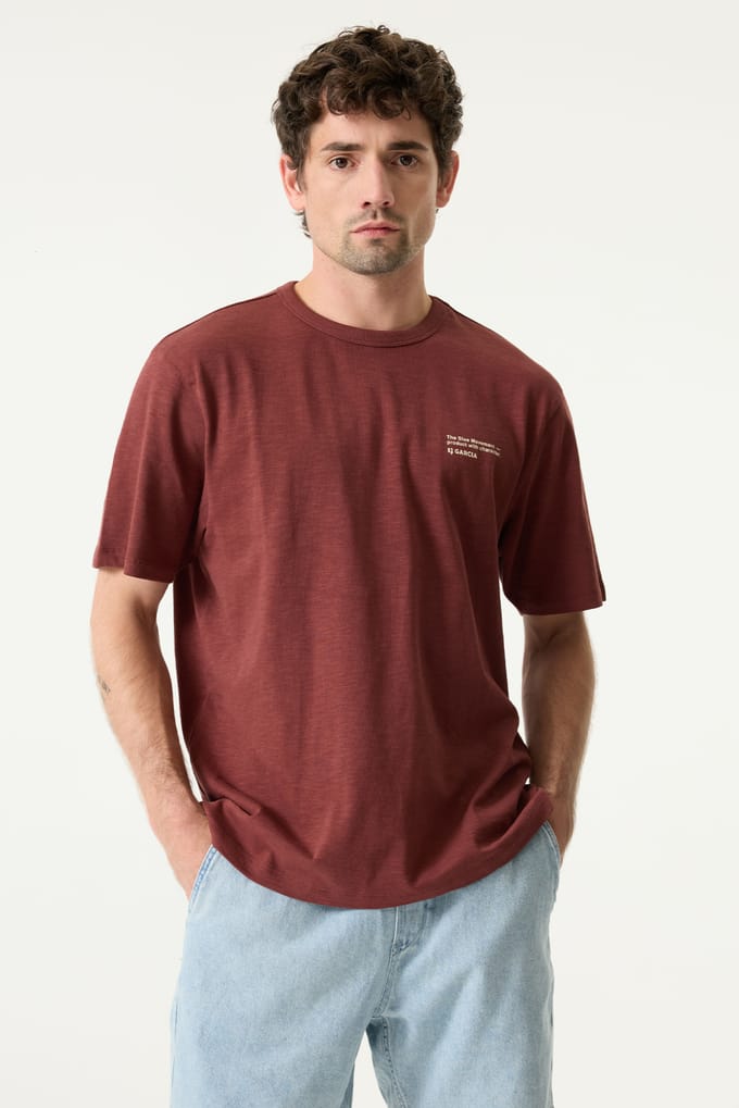 GARCIA Heren Print T-shirt Rood Korte mouw