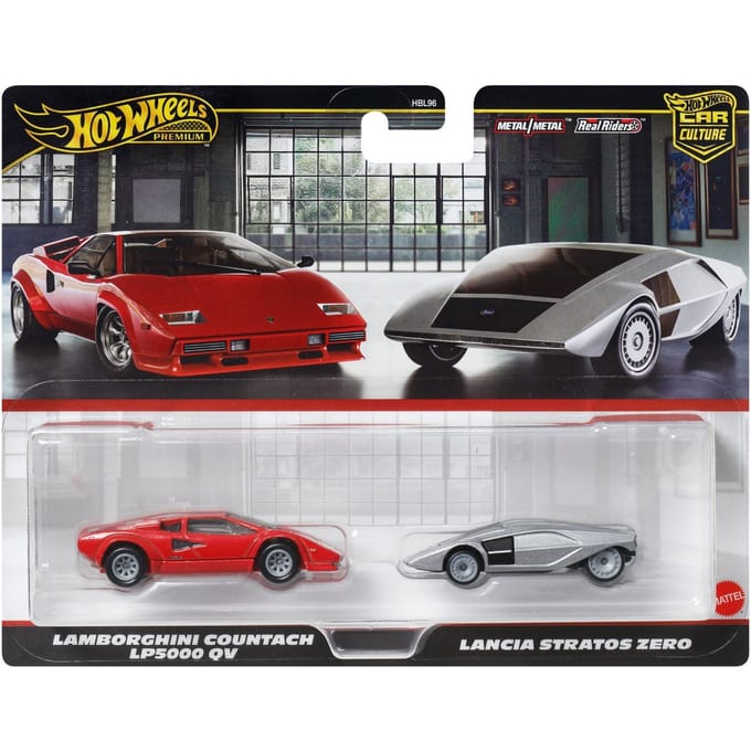 Hot Wheels Premium 2-Pack 2025 Mix 2 Lancia Stratos Zero & Lamborghini Countach LP5000 QV