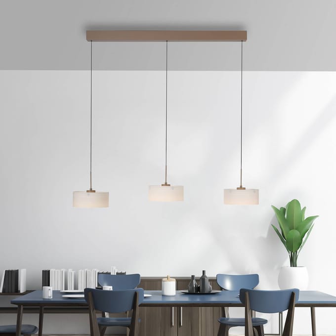 Paul Neuhaus LED hanglamp MARIKA, beige/wit, 105 cm, 3-lamps, glas, dimbaar