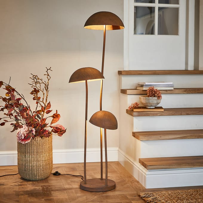 LOBERON Staande lamp Harvelle bruin
