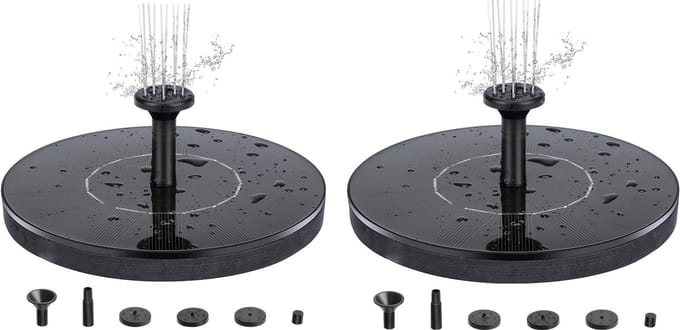 2 Pack Fontein met zonnecellen 16 cm - Zonnecelfontein/Waterfontein