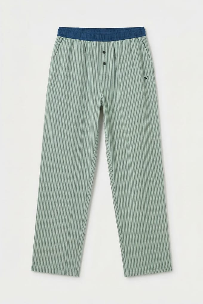 Woody Jongens-Heren broek groene verticale str - maat M