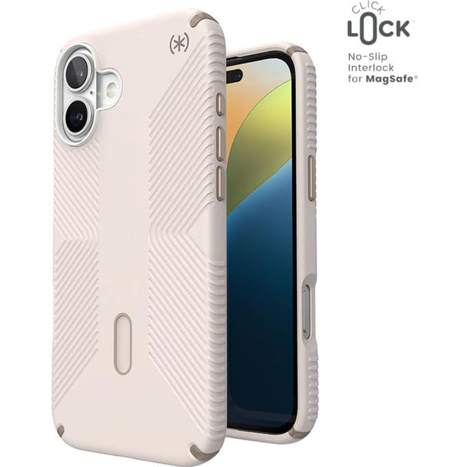 Speck Presidio2 Grip ClickLock & MagSafe - iPhone 16 Plus Case - Bleached Bone / Heirloom Gold / Hazel Brown