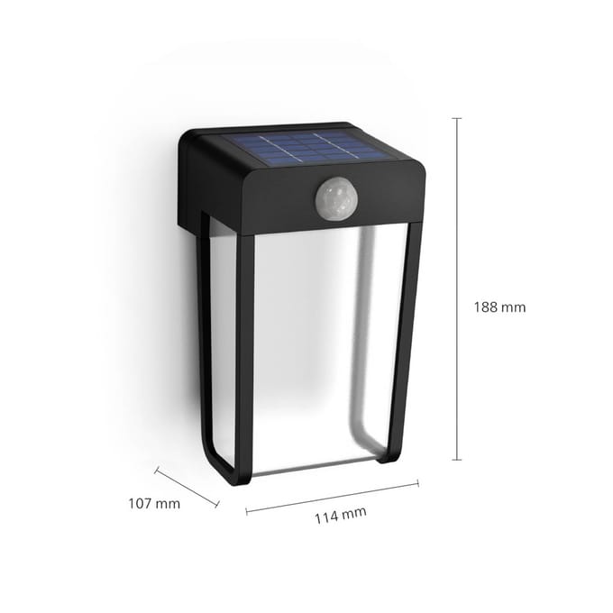 Philips LED wandlamp op zonne-energie Shroud, zwart/transparant, set van 2