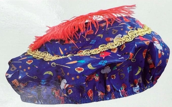 Pieten muts blauw met print - one size