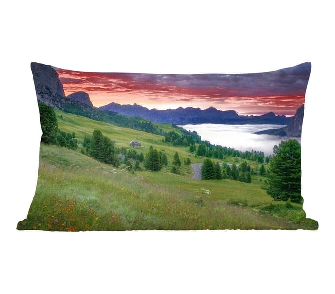 Sierkussens - Kussentjes Woonkamer - 60x40 cm - Gras - Bergen - Avond