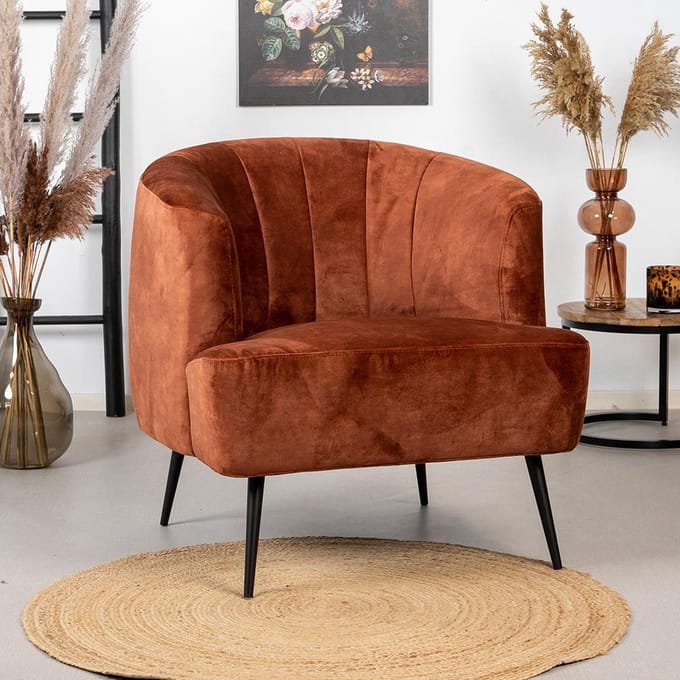 Bronx71® Velvet fauteuil Billy koper
