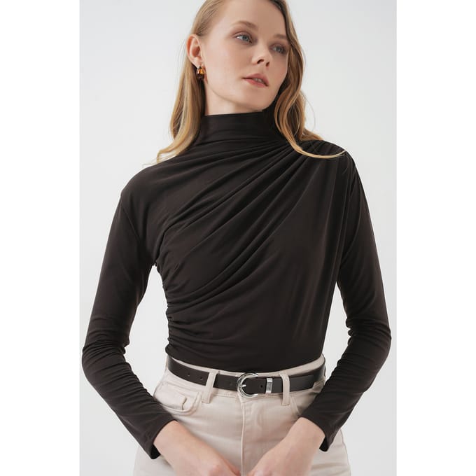 Fitted Colblouse met Drapé Detail