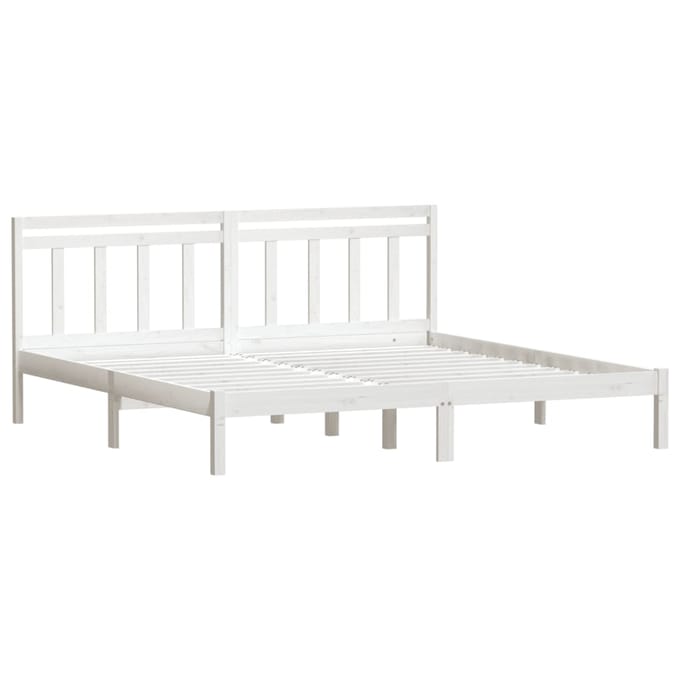 vidaXL - Bedframe - massief - grenenhout - wit - 160x200 - cm