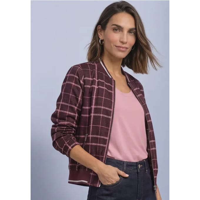 Satijnen blouson met ruitjespatroon