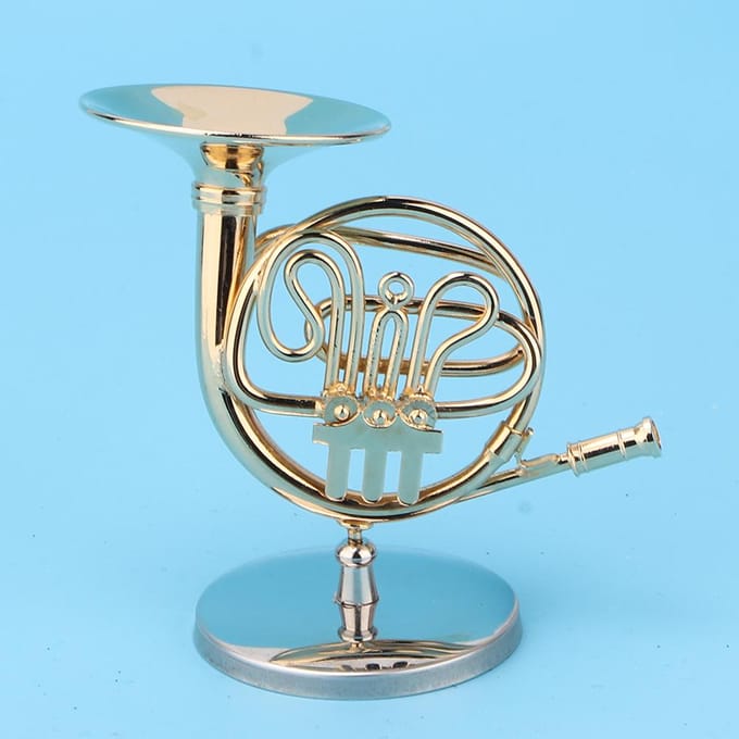 Miniatuur Hoorn Delicaat Gouden Mini Instrument Ornament Decoratie voor Muziekliefhebber beige