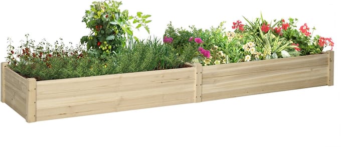 Outsunny verhoogde plantenbak - dennenhout - natuurlijk hout