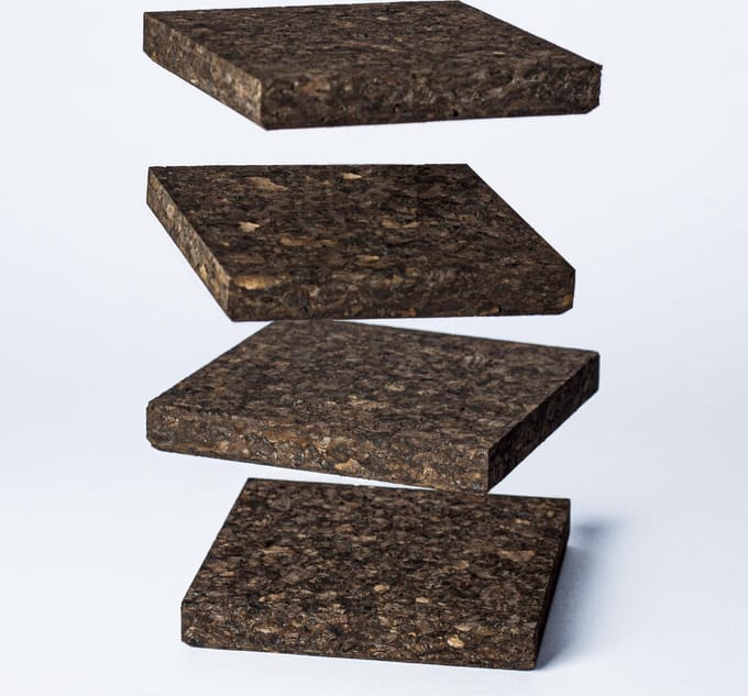 4 Donker Bruinen Vierkanten Kurken Onderzetters Schotels 10,5 x 10,5 x 1 cm