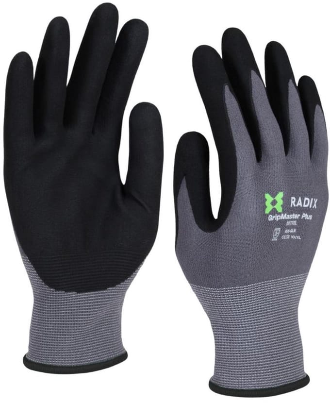 Radix GripMaster Plus - Werkhandschoenen - Nitril Micro Foam - Black/Grey - M10 / XL