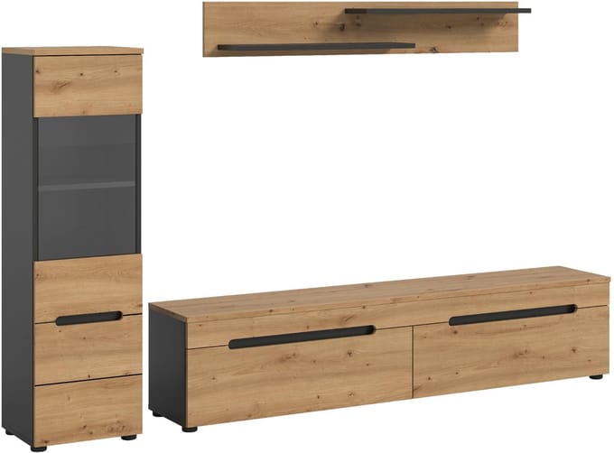 Canu wandkast C11 systeem eiken decor, donkergrijs.