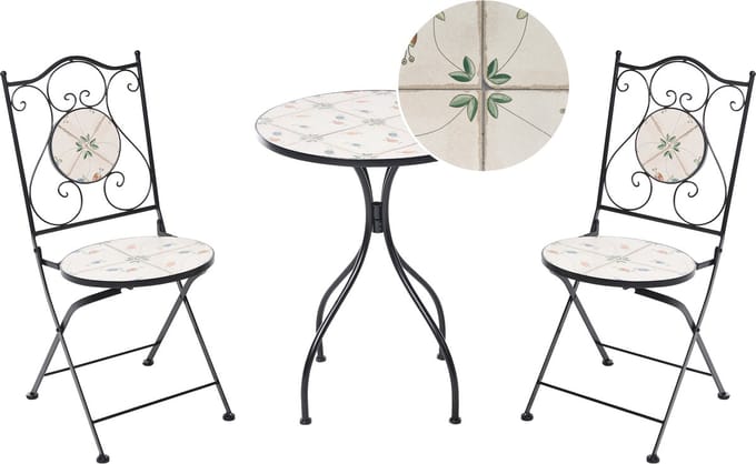 CARONA - Bistroset - Zwart - Metaal/Keramiek