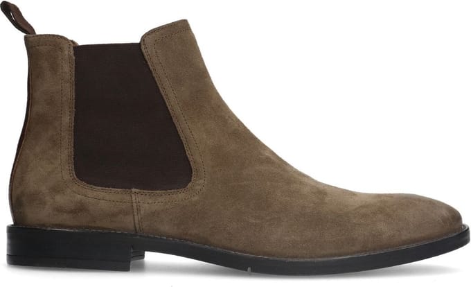 Manfield - Heren - Taupe suède chelsea boots - Maat 41