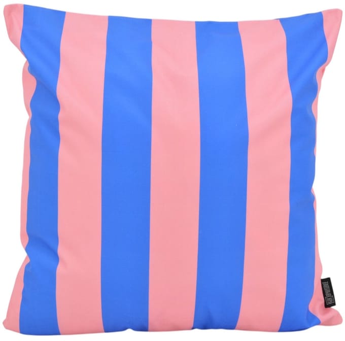 Gek op kussens! Sierkussen streep blauw/roze | 45 x 45 cm | katoen/polyester