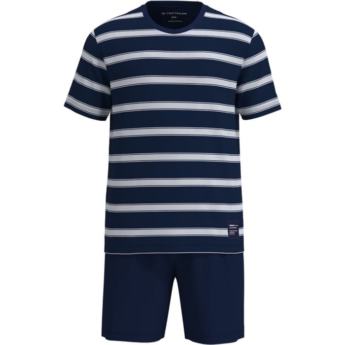 TOM TAILOR - pyjamaset kort stripes blauw & wit