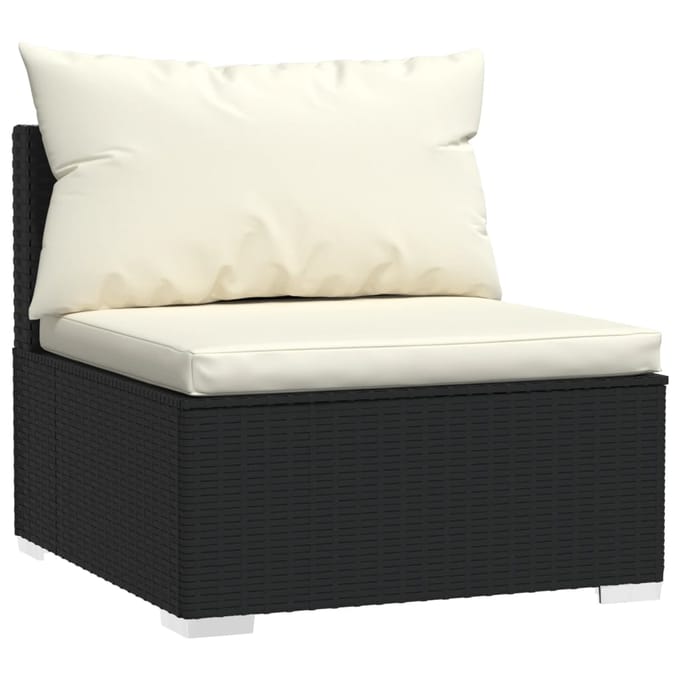 vidaXL - 9-delige - Loungeset - met - kussens - poly - rattan - zwart