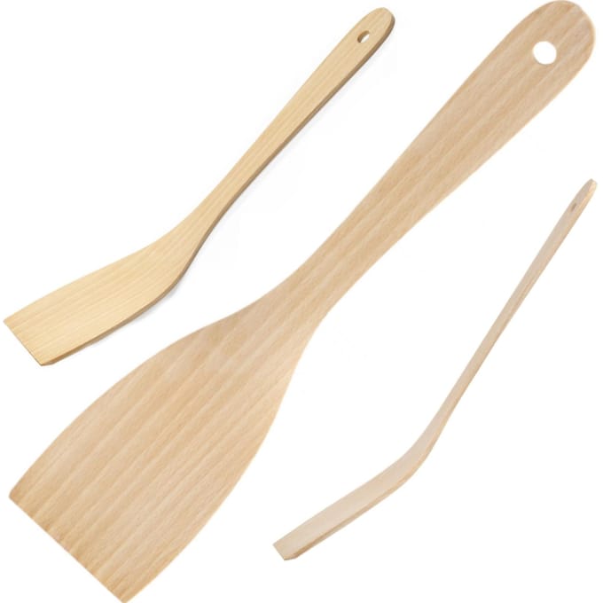 HENDI Set van 2 houten spatels – beukenhout – hittebestendig – ergonomisch – 320x70 mm