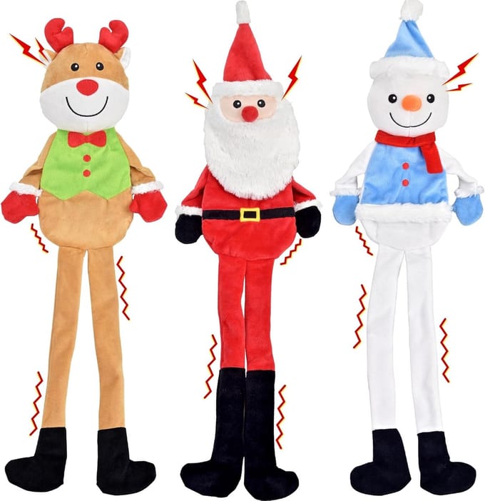 Famanu – Kerst hondenspeelgoed pluche – Piepende kauwspeeltjes – Set van 3