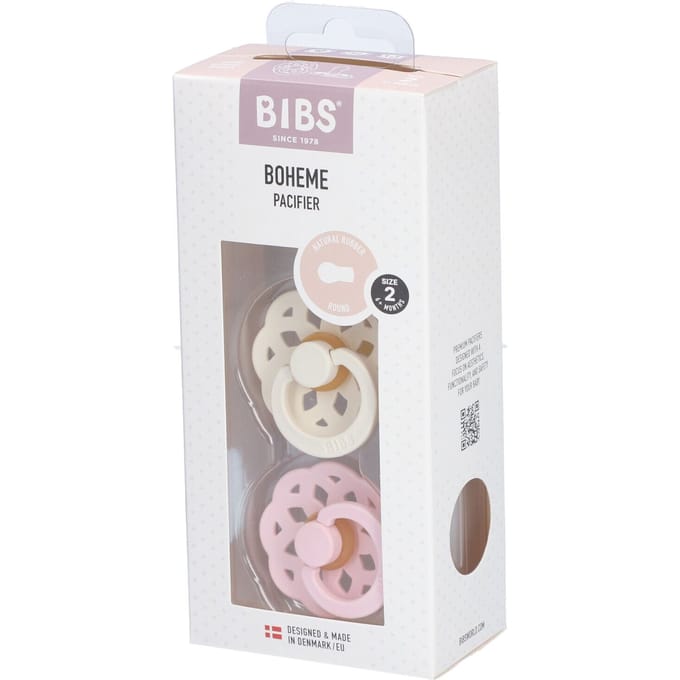 BIBS Boheme Fopspeen - 6-18 mnd - 2-pack - Rond - Ivory/Blossom